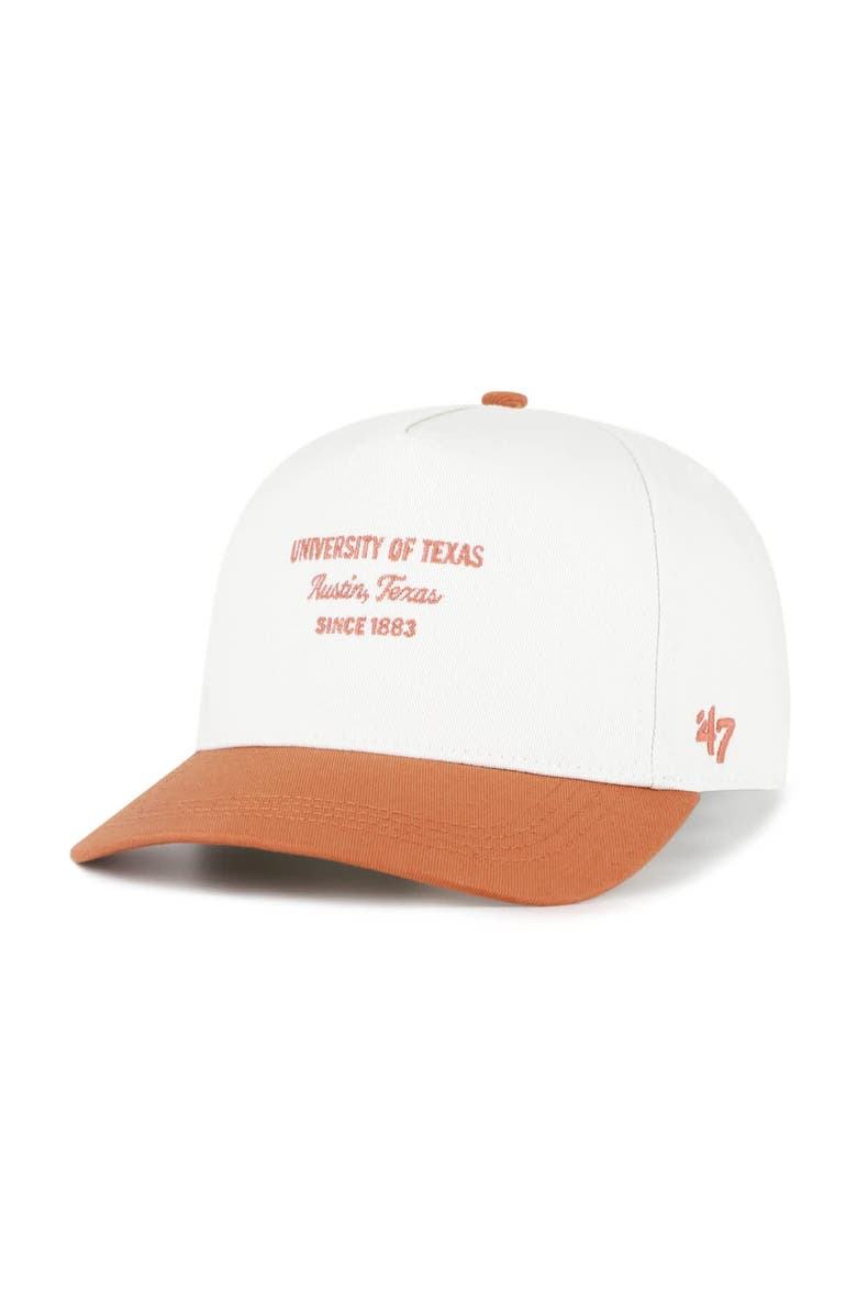 '47 Men's '47 White Texas Longhorns Contemporary Basics Two-Tone Hitch Adjustable Hat, Main, color, White