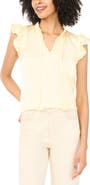 Vince Camuto Flutter Sleeve Tie Neck Top