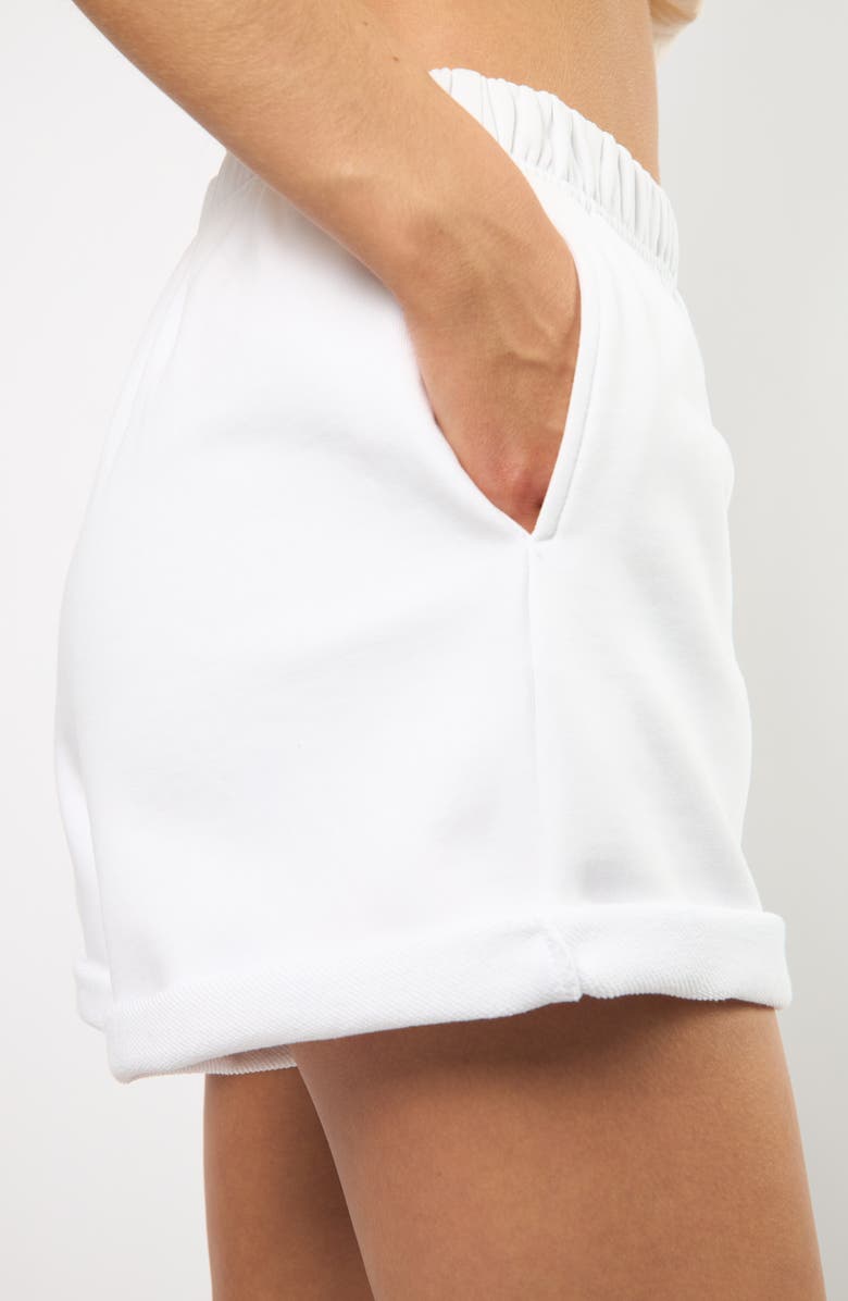 Viens Avec Moi The Lakeside Set Cotton Graphic Sweat Shorts, Alternate, color, White