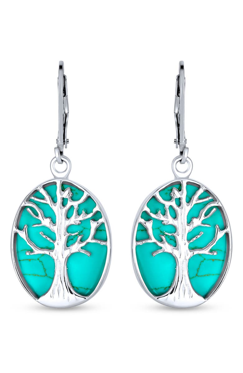 BLING JEWELRY Family Tree Life Celtic Drop Earrings, Main, color, Aqua