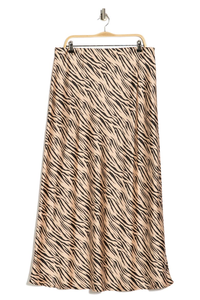 Zebra Print Satin Maxi Skirt, Alternate, color, TAUPE