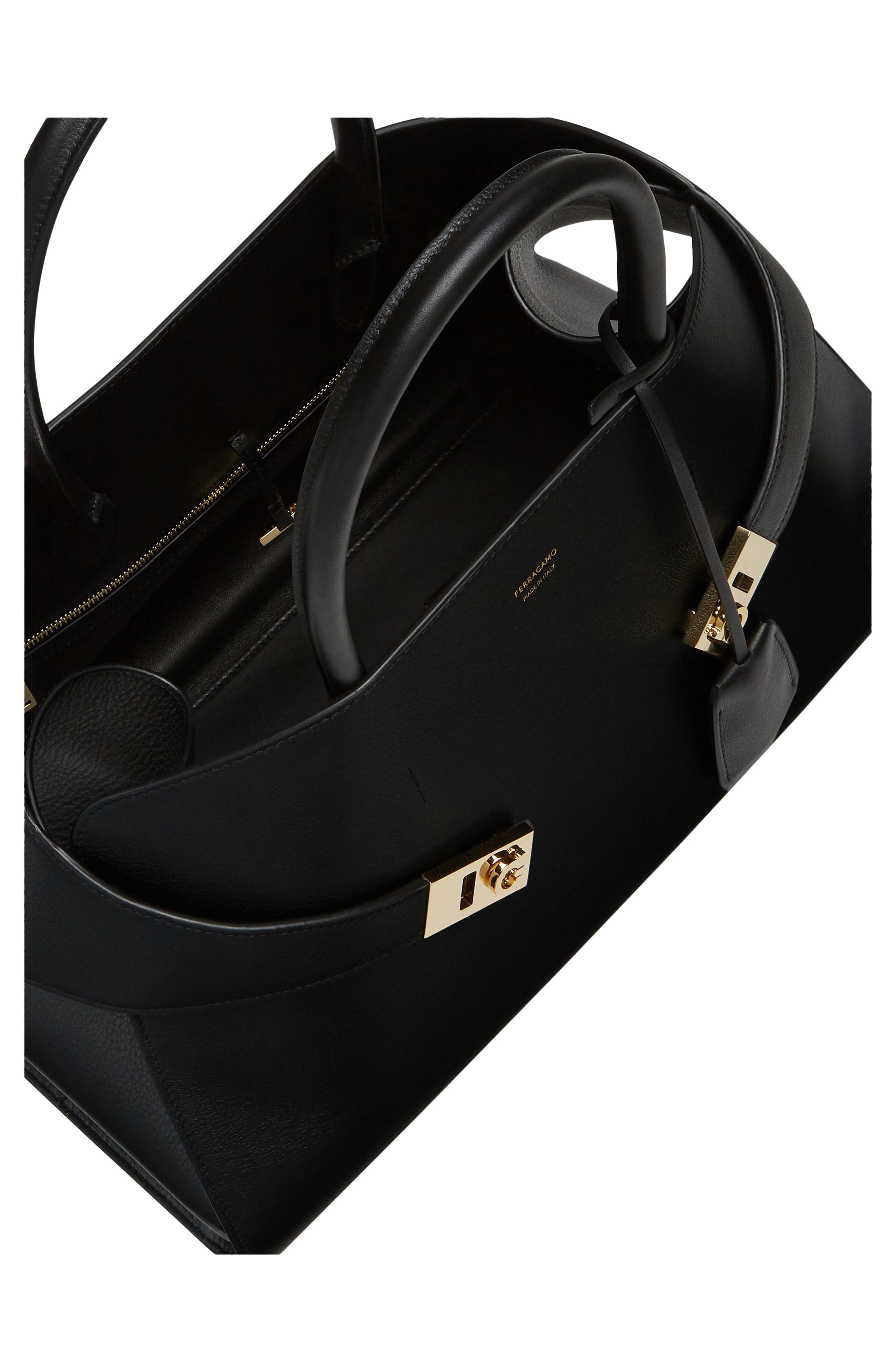 FERRAGAMO Medium Hug Leather Top-Handle Bag, Alternate, color, 