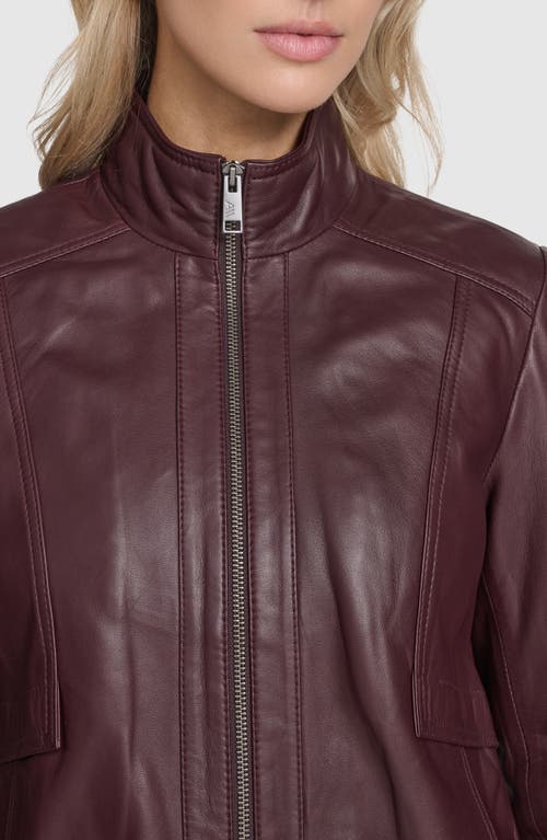 Andrew Marc Rowan Leather Racer Jacket In Burgundy