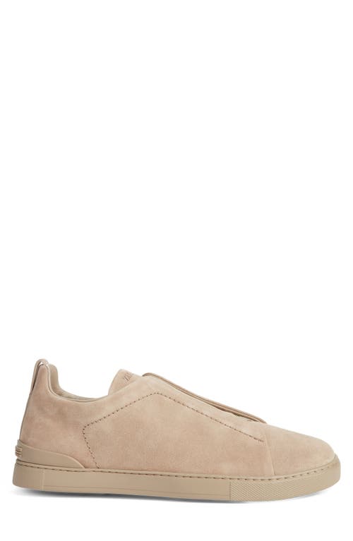 Zegna Triple Stitch Suede Sneaker In Sand