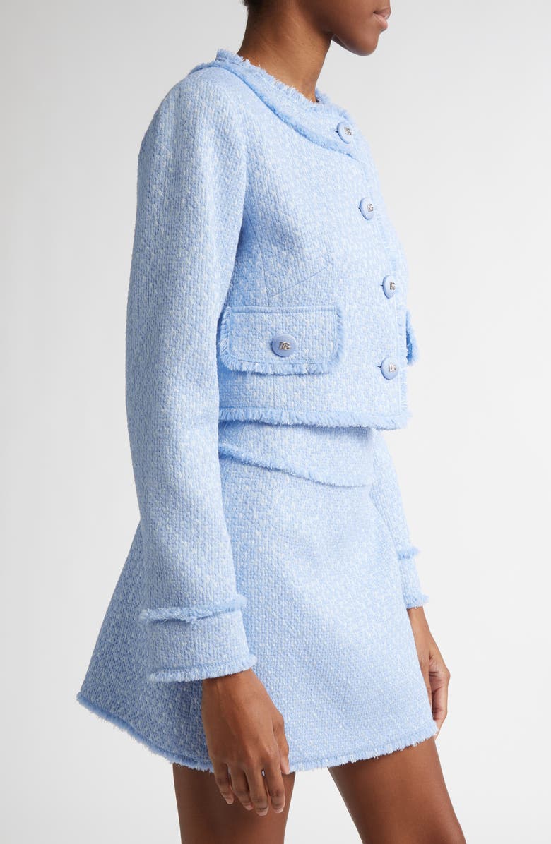 Dolce&Gabbana Houndstooth Check Short Wool Blend Jacket, Alternate, color, Glicine Viola Chiari