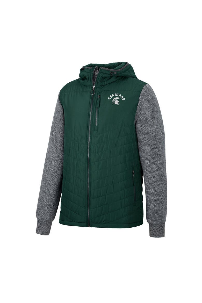 Men's Colosseum Green Michigan State Spartans Course Herringbone Full-Zip Hoodie, Alternate, color, Green