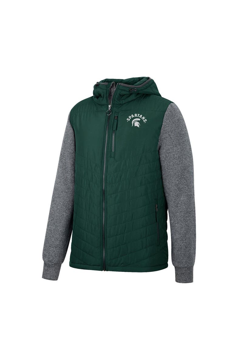 COLOSSEUM Men's Colosseum Green Michigan State Spartans Course Herringbone Full-Zip Hoodie, Alternate, color, 