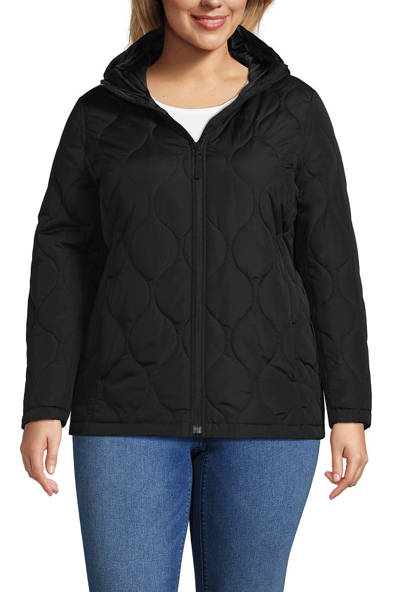 Plus Size Print FeatherFree Quilted Insulated Jacket, Main, color, Black
