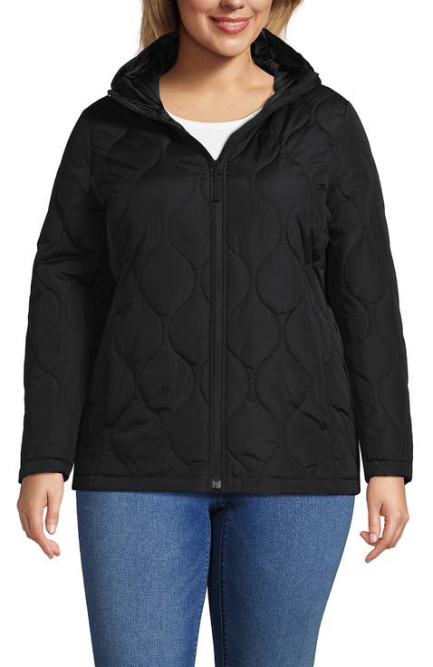Plus Size Print FeatherFree Quilted Insulated Jacket