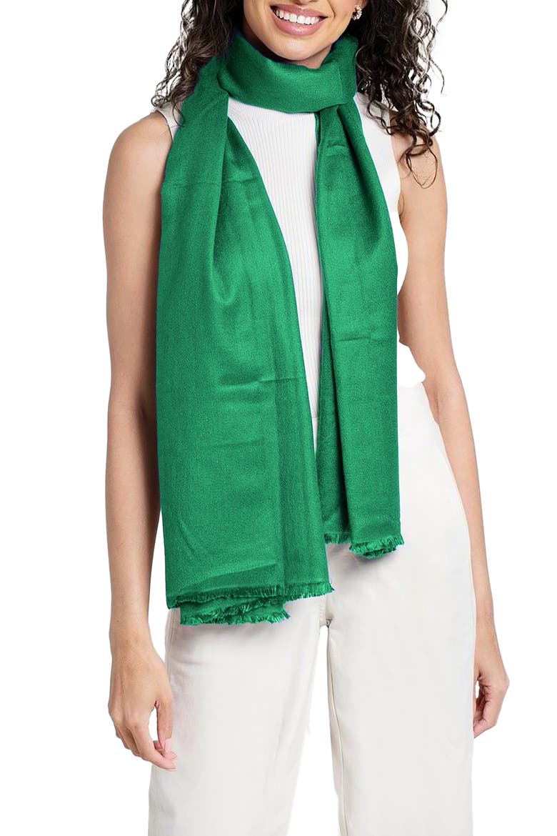 Cashmere & Wool Blend Shimmering Scarf, Main, color, GREEN