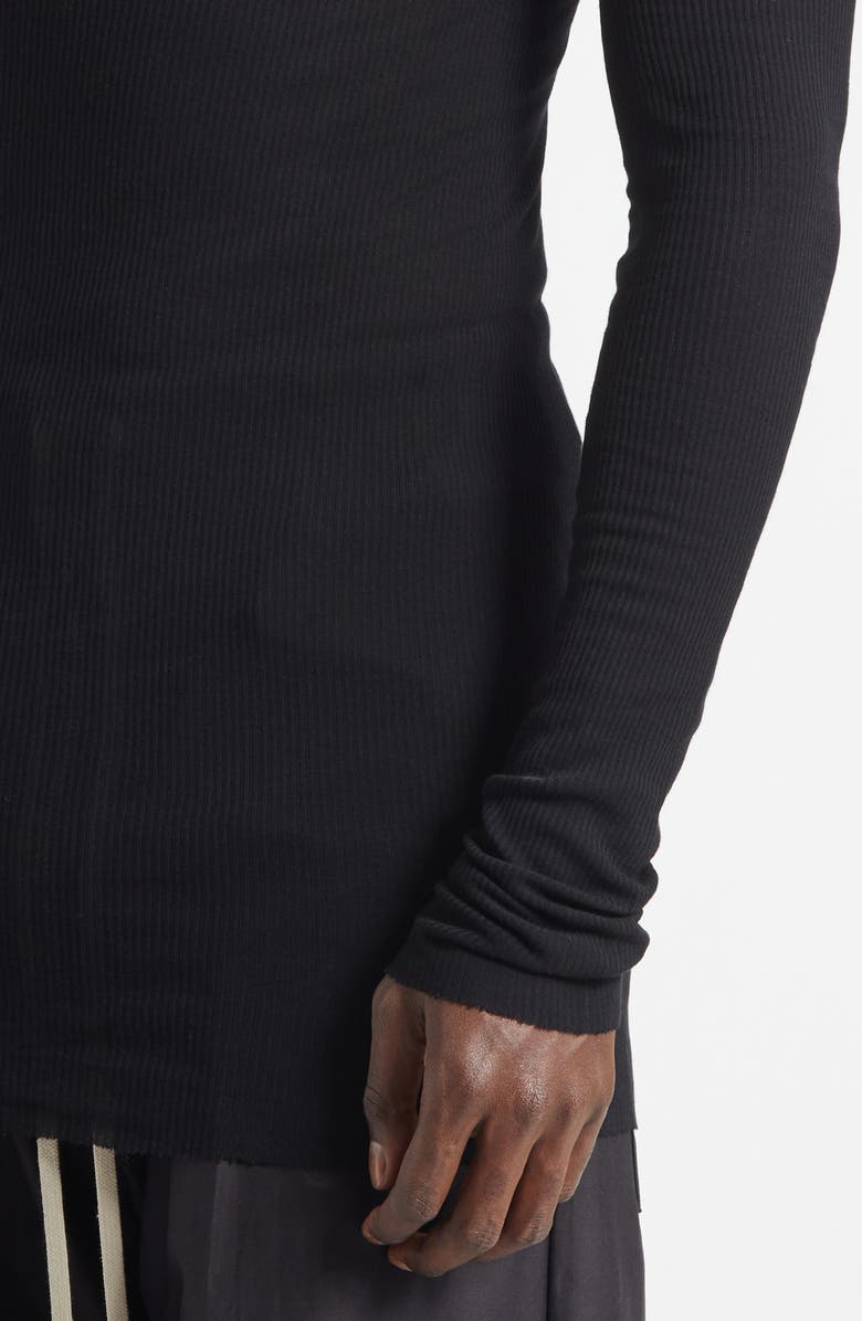 Rick Owens Long Sleeve Rib T-Shirt, Alternate, color, Black
