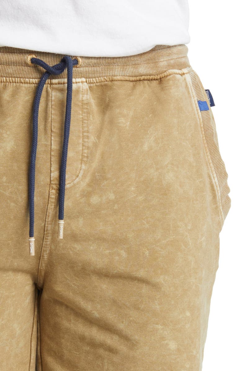 Stone Rose Acid Wash Fleece Drawstring Shorts, Alternate, color, Green