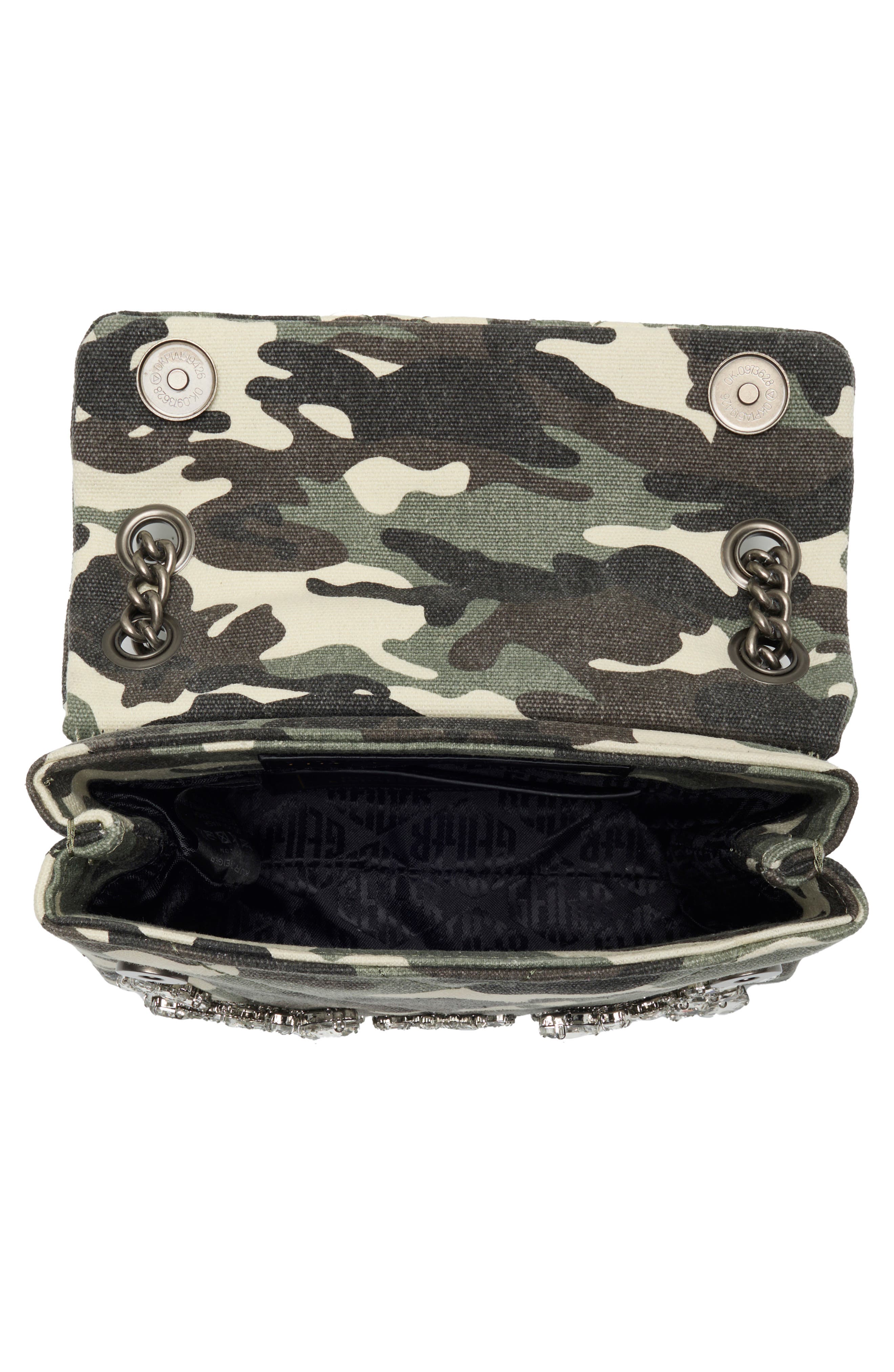 Mini Kensington Crystal Embellished Canvas Crossbody Bag, Alternate, color, GREEN COMB