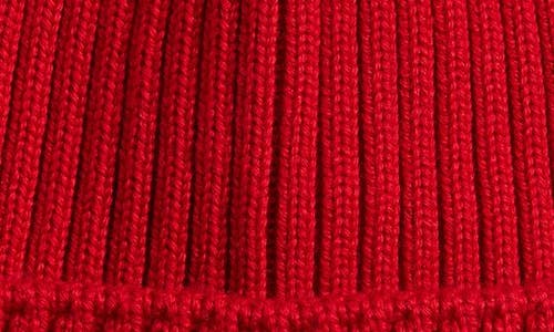 Moncler Kids' Logo Patch Virgin Wool Beanie In Red