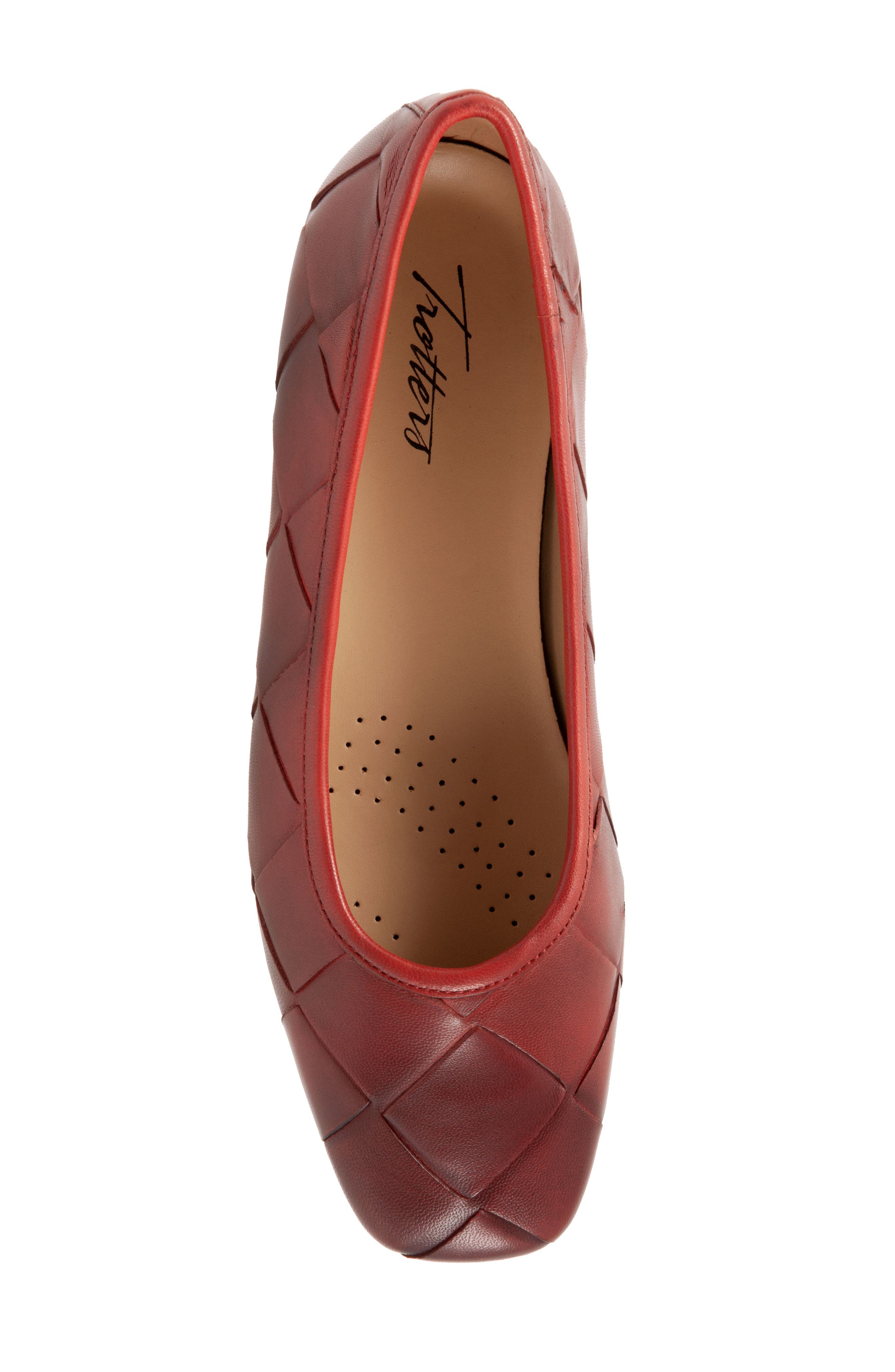 Trotters Hanny Flat, Alternate, color, Red Leather
