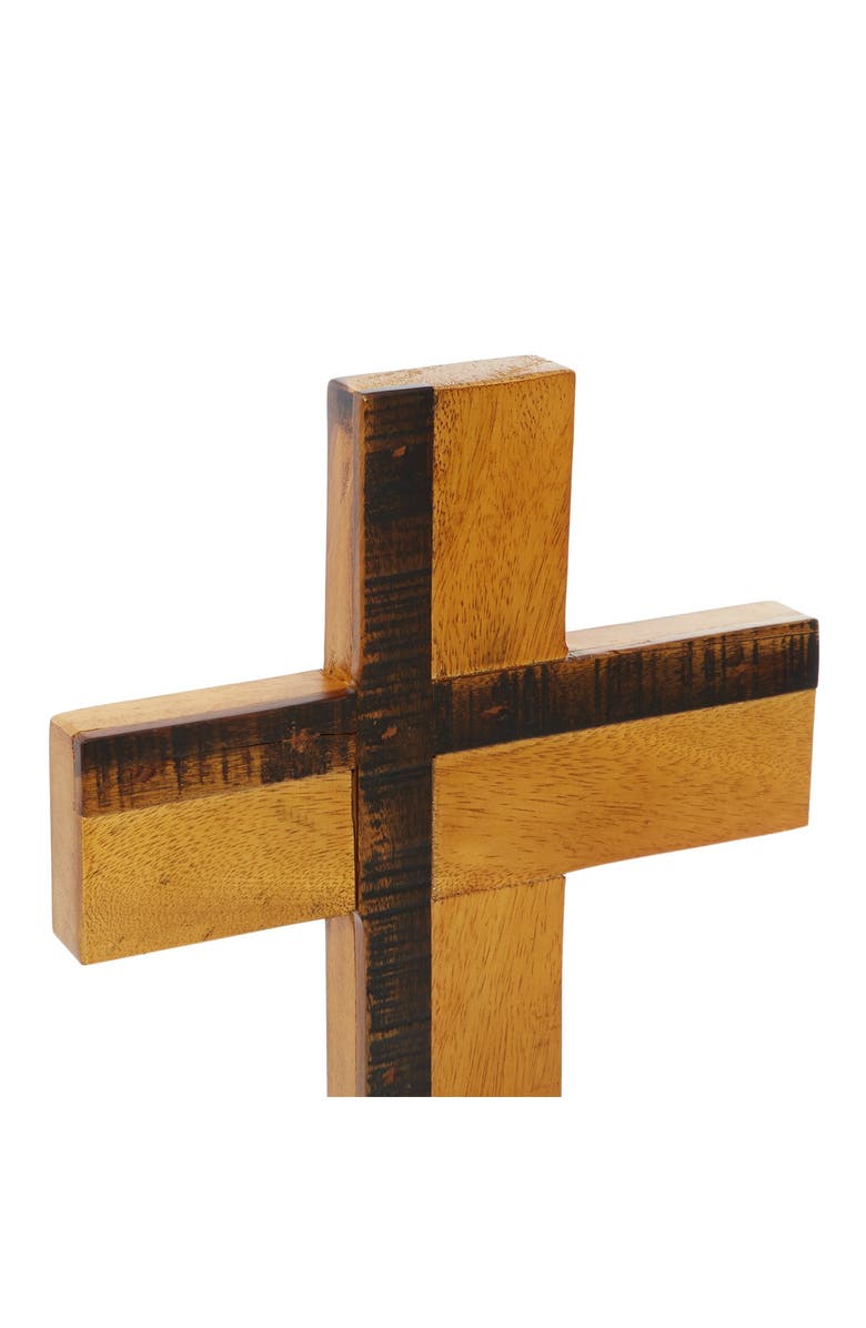 WILLOW ROW Brown Wood Rustic Wall Decor Cross, Alternate, color, 