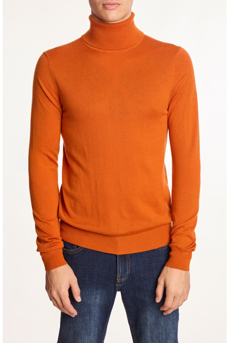 Fine Gauge Turtleneck Sweater, Main, color, MARMALADE