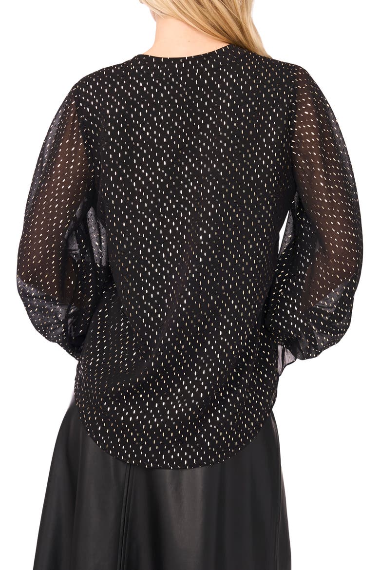 Foil Print Chiffon Top, Alternate, color, RICH BLACK