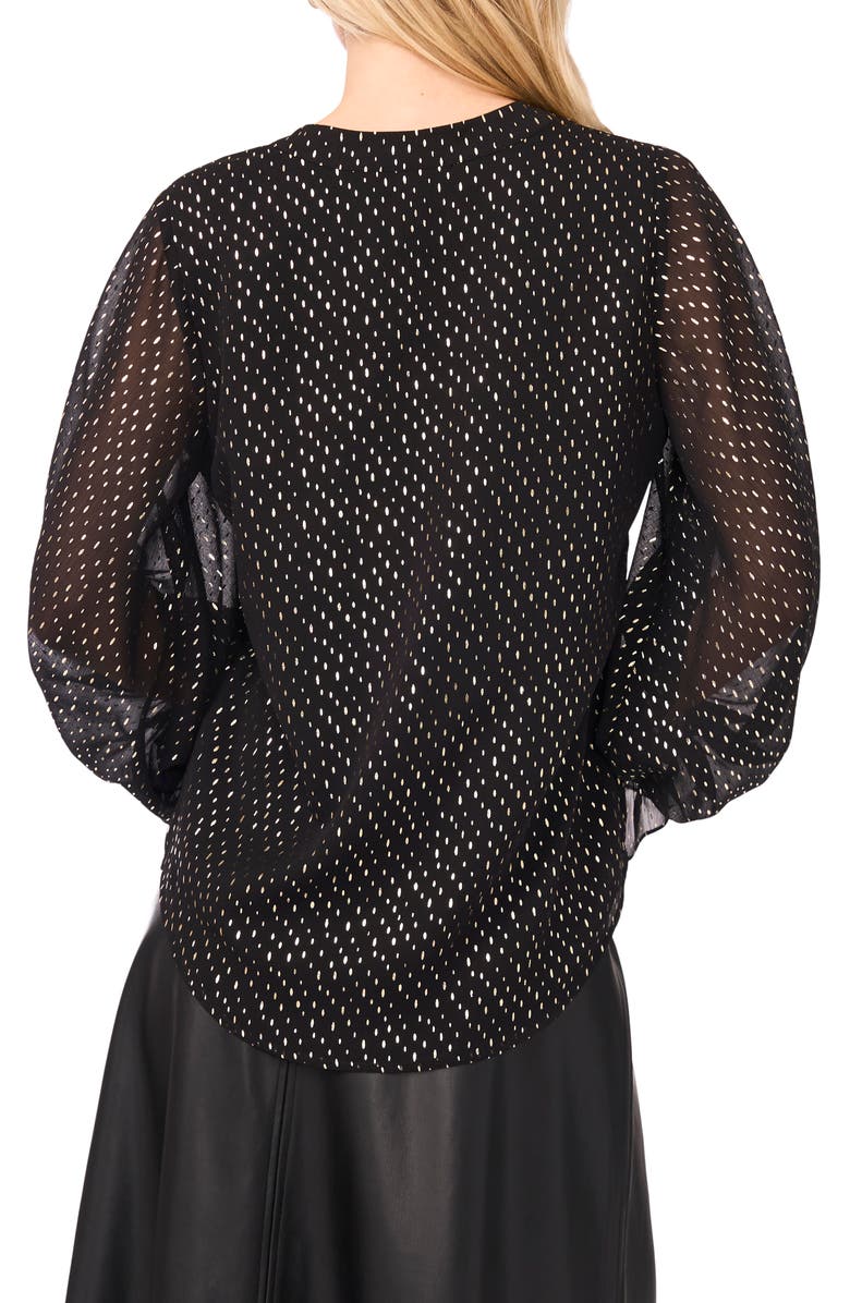 Vince Camuto Foil Print Chiffon Top, Alternate, color, Rich Black