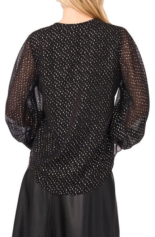 Vince Camuto Foil Print Chiffon Top In Black