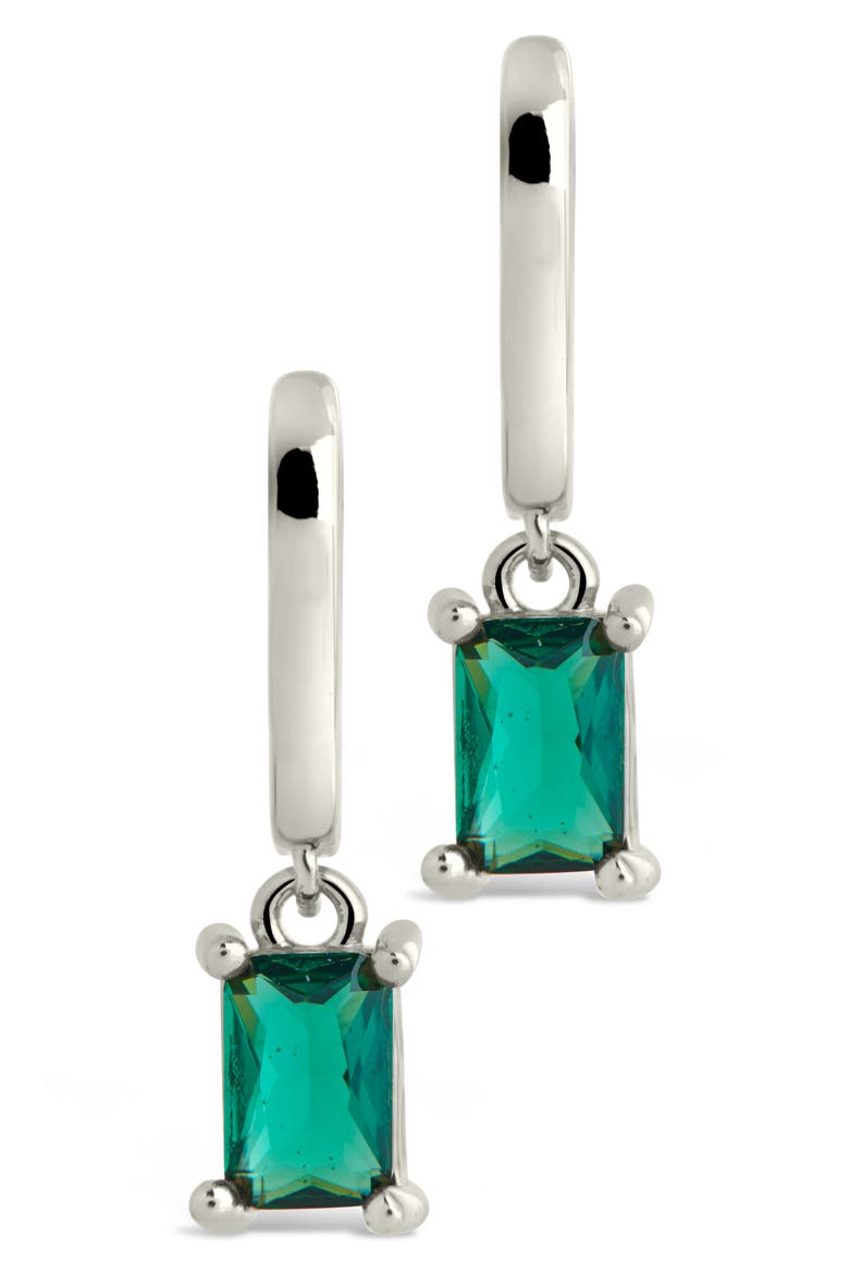 Cirilla CZ Drop Huggie Hoop Earrings, Alternate, color, SILVER