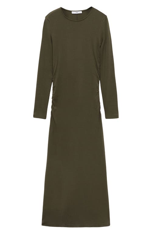 MANGO MANGO BASILA LONG SLEEVE STRETCH COTTON MIDI DRESS
