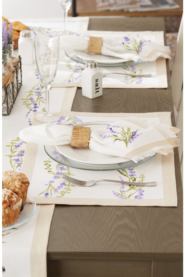 Lavender Garden Set of 4 Placemats, Alternate, color, WHITE/ BEIGE