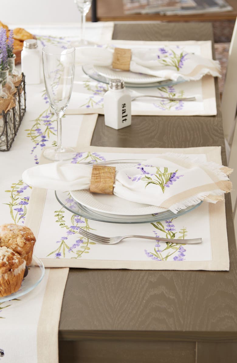 Design Imports Lavender Garden Set of 4 Placemats, Alternate, color, White/ Beige