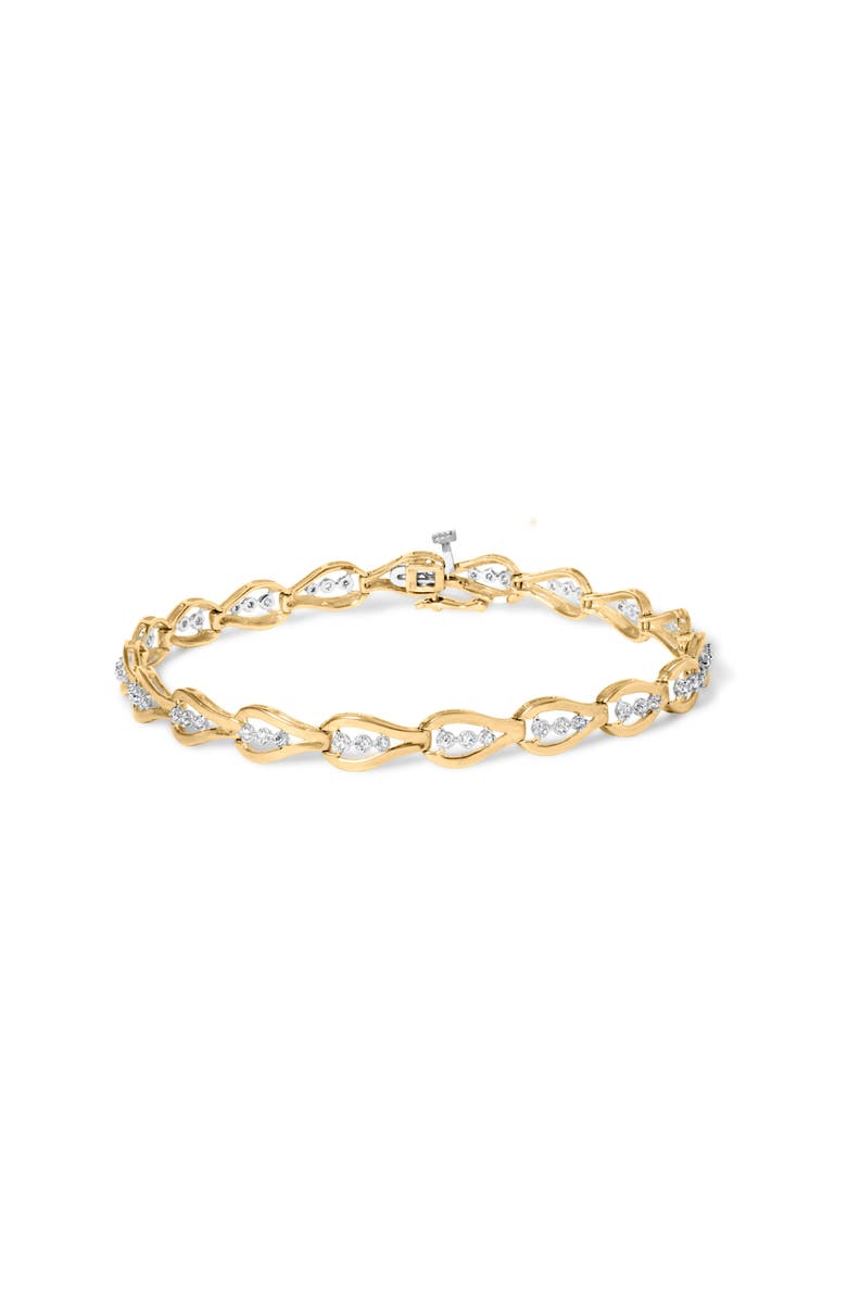 Haus of Brilliance 10k Yellow Gold 1/3 Cttw Diamond 3 Stone Teardrop Design Link Bracelet, Main, color, Yellow