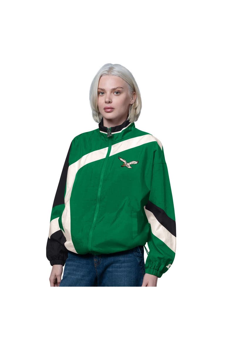 Women's Starter Kelly Green/Black Philadelphia Eagles Vintage 1st Quarter Full-Zip Windbreaker, Main, color, Kelly Green