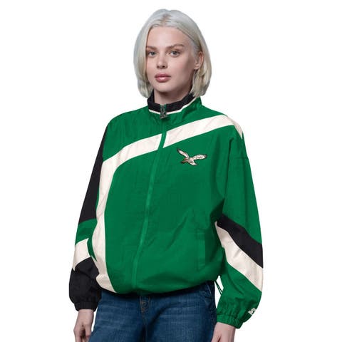 Women's Starter Kelly Green/Black Philadelphia Eagles Vintage 1st Quarter Full-Zip Windbreaker
