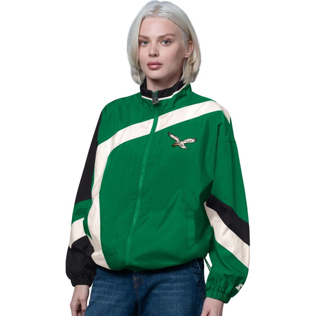 Starter Women's Kelly Green/black Philadelphia Eagles Vintage 1st Quarter Full-zip Windbreaker In Green