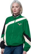 STARTER Women's Starter Kelly Green/Black Philadelphia Eagles Vintage 1st Quarter Full-Zip Windbreaker