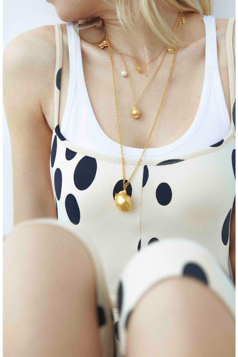 Tumbled Multi Charm Necklace, Alternate, color, 18CT GOLD PLATED