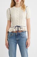 Rails Chandi Cable Knit Puff Sleeve Sweater