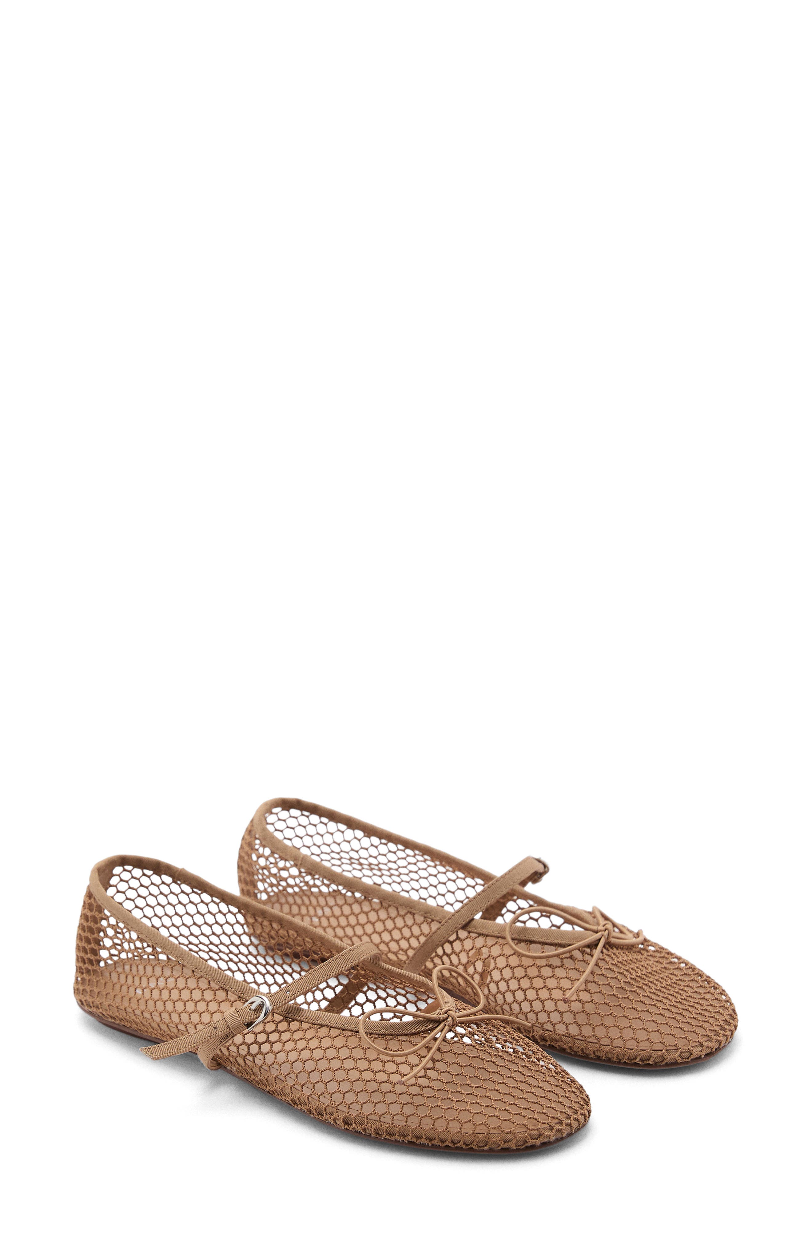 Buckle Strap Fishnet Ballet Flat, Alternate, color, NUDE