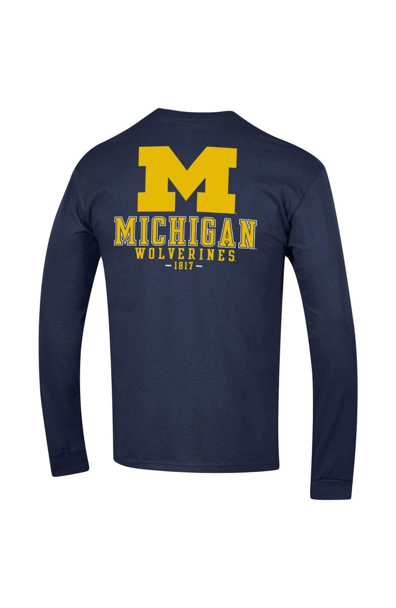 Champion Men's Champion Navy Michigan Wolverines Team Stack Long Sleeve T-Shirt, Alternate, color, Navy