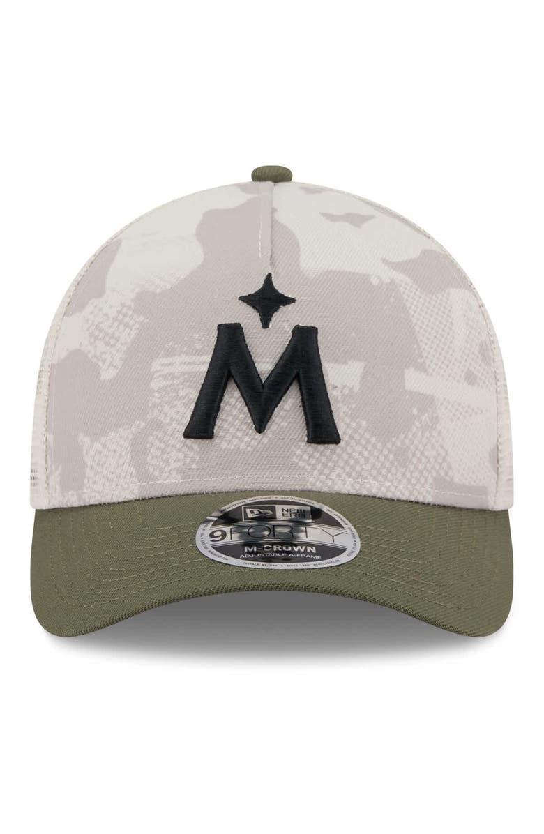 New Era Men's New Era Light Beige/Olive Minnesota Twins 2025 Armed Forces Day 9FORTY M-Crown A-Frame Adjustable Hat, Alternate, color, Light Beige