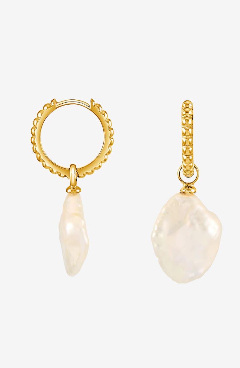 Dower & Hall Timeless Keshi Pearl Hoops, Main, color, Yellow Gold Vermeil