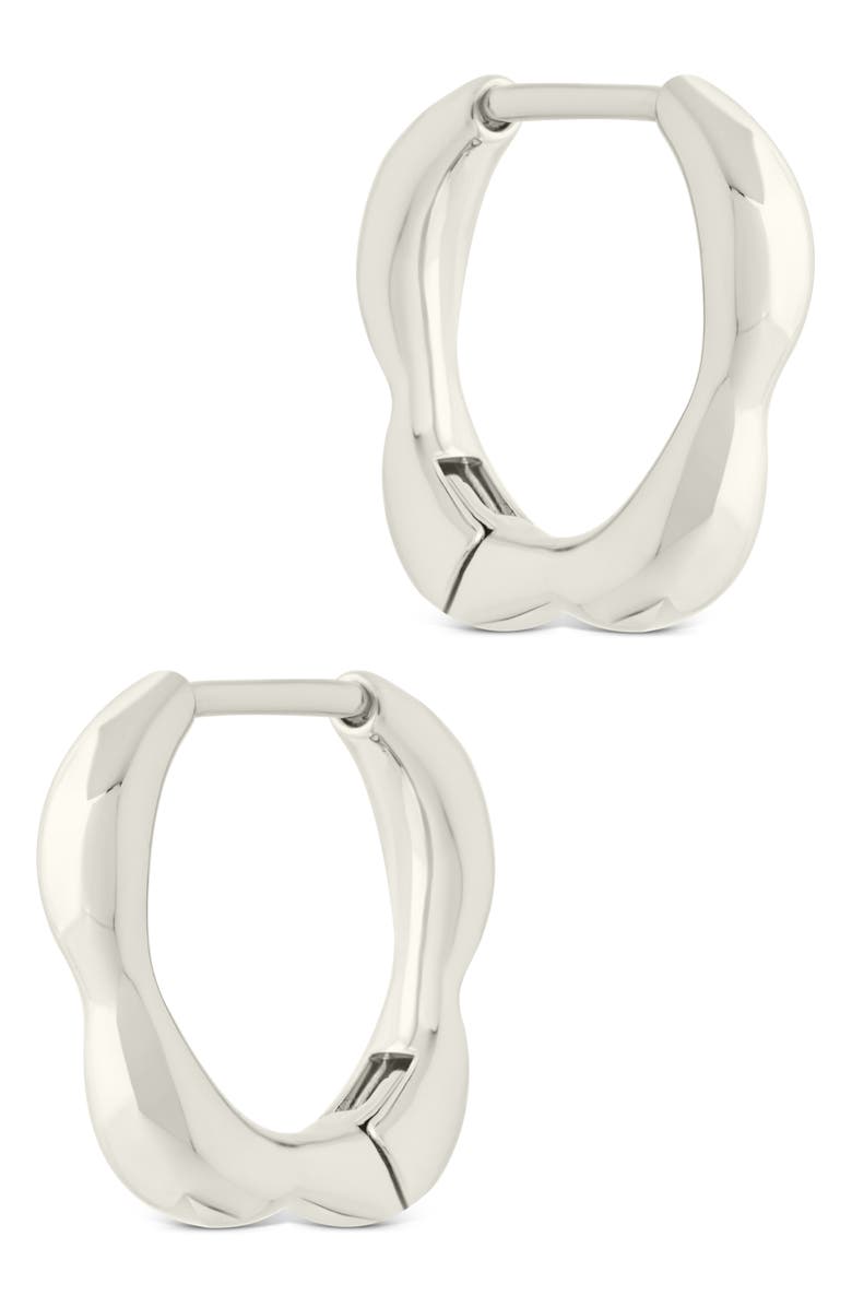 Sterling Forever Aileen Molten Micro Hoop Earrings, Alternate, color, Silver