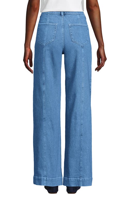 Lands' End Soft Denim High Rise Wide Leg Utility Jeans In Hutton Blue Wash