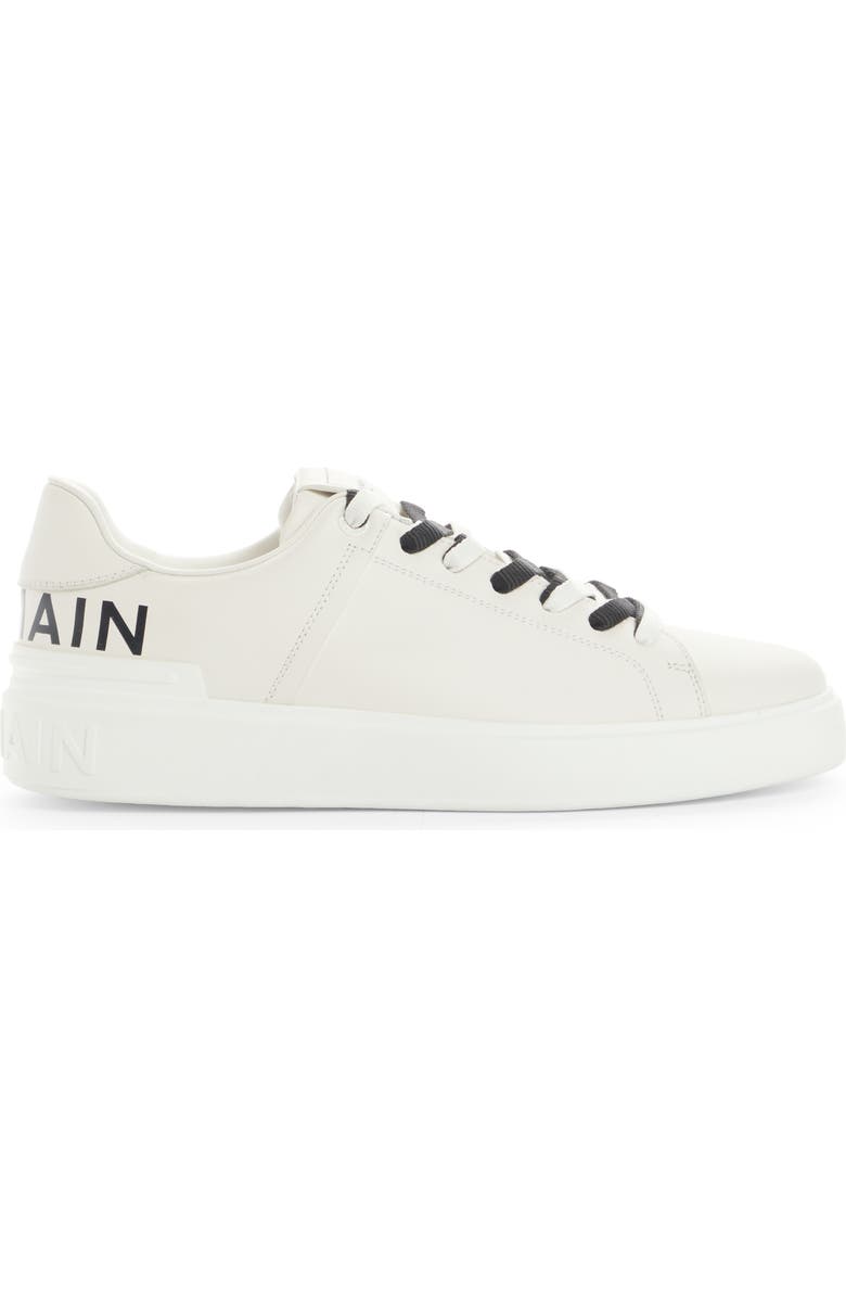Balmain B Court Logo Print Calfskin Low Top Sneaker, Alternate, color,