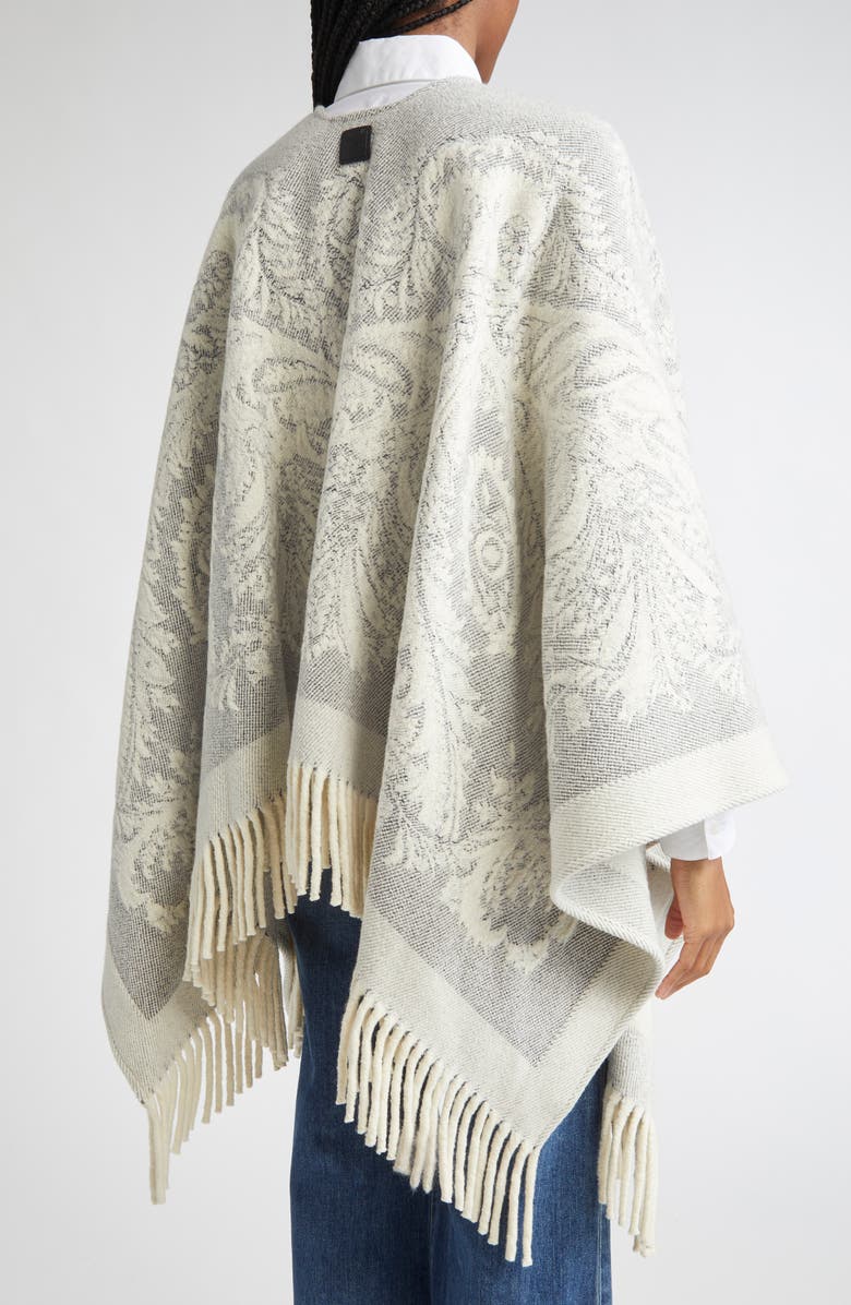 Etro Paisley Jacquard Wool Cape, Alternate, color, Grey/ White