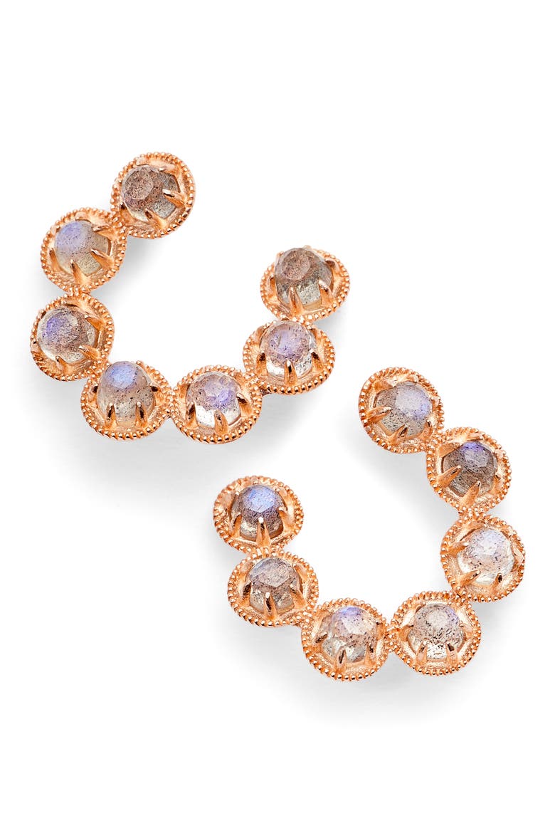 Cleo Vermeil Hoop Earrings, Main, color, MOONSTONE/ ROSE GOLD