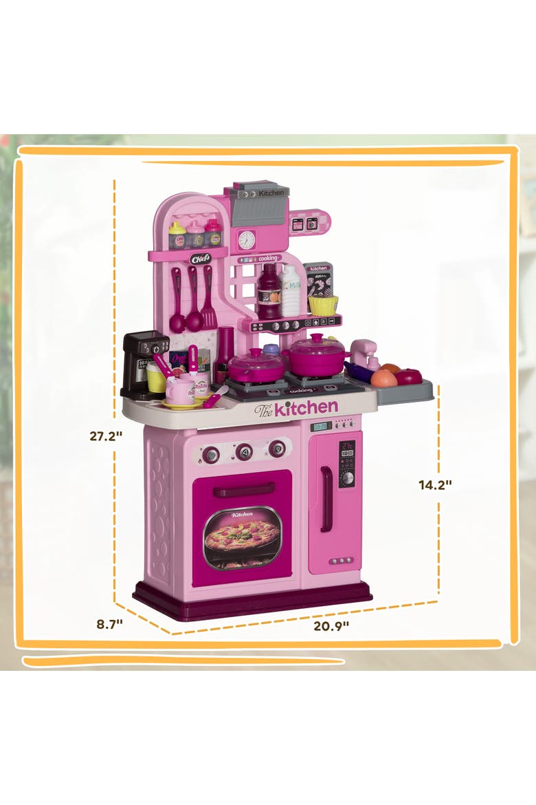 Kids Play Kitchen, Lights, Sounds, 33 Accessories, Storage, Alternate, color, Pink