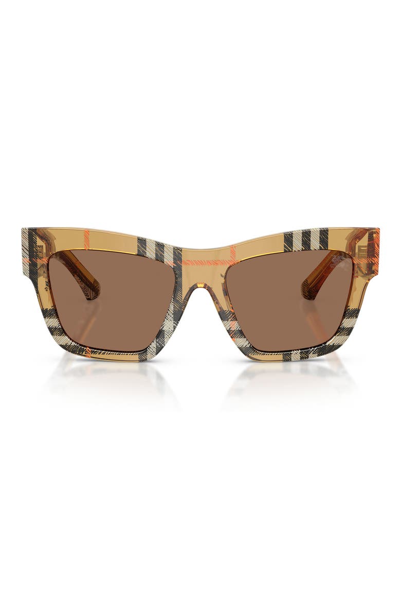 53mm Square Sunglasses, Main, color, CHECK SAND/DARK BROWN