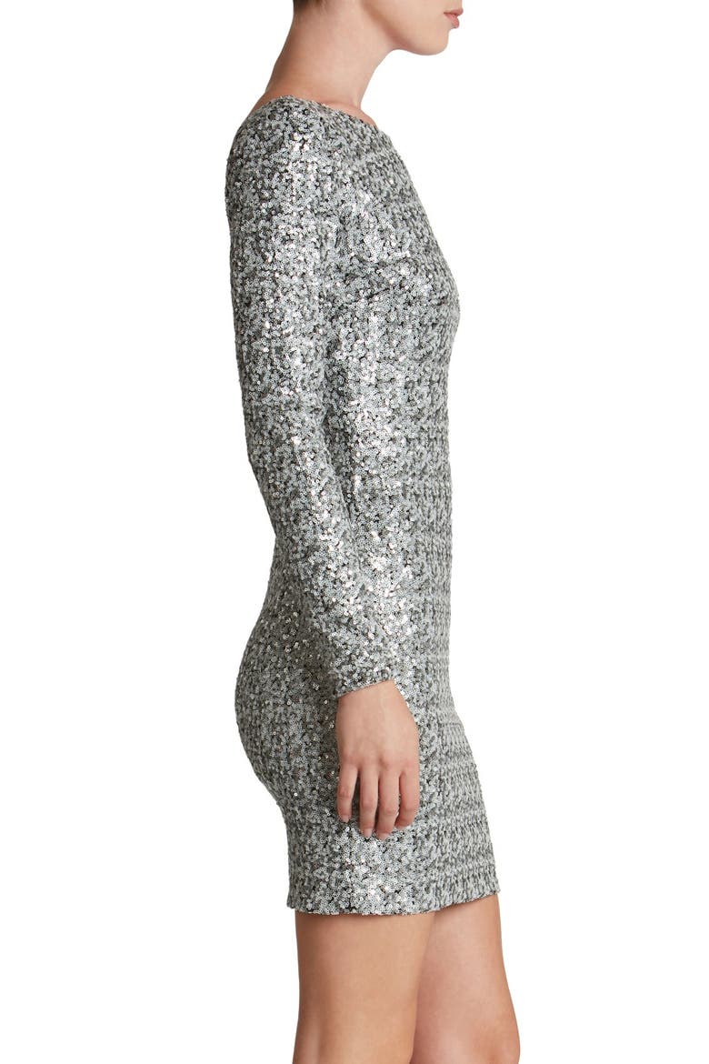 Lola Body-Con Dress, Alternate, color, WHITE/ SILVER/ BLACK