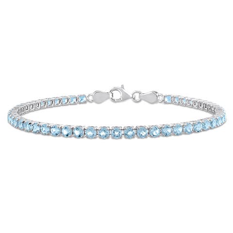 Blue Topaz Tennis Bracelet in Sterling Silver
