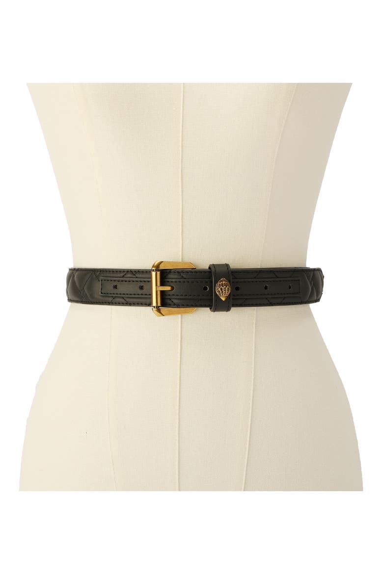 Micro Quilt Leather Belt, Alternate, color, BLACK/ANTIQUE BRASS