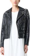 Velez Leather biker jacket for women with crystals